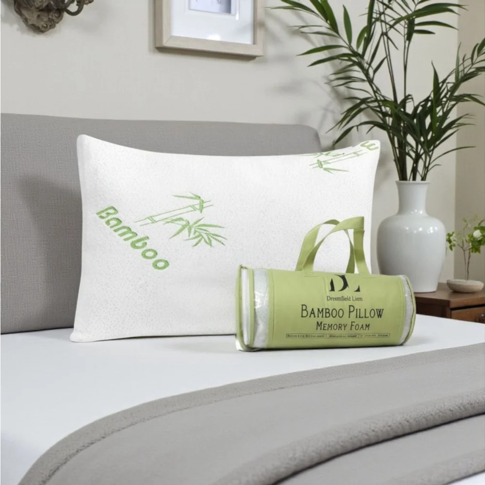 Bamboo Pillow Shredded Memory Foam for Sleeping Ultra Soft, Cool & Breathable